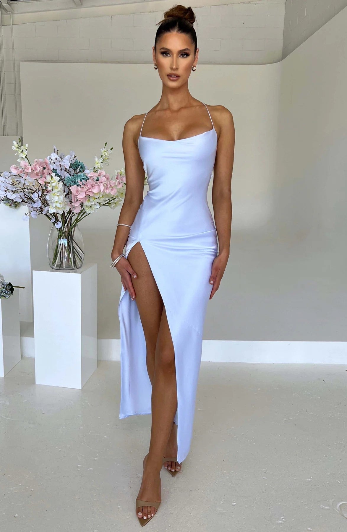 Satin Backless Long Dress