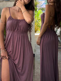 French Style Drawstring Waist Sleeveless Dress