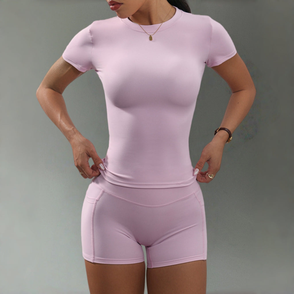 Short-Sleeve Slim-Fit Yoga Set for Women