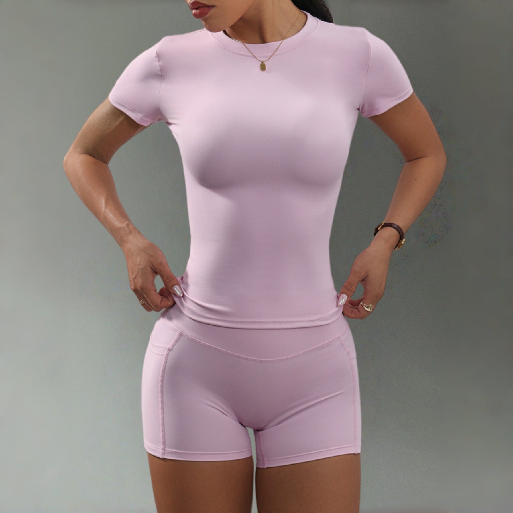 Short-Sleeve Slim-Fit Yoga Set for Women