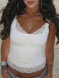 Lace Trim Slim Fit Womens Tank Top